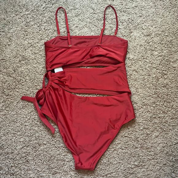 NWT! Shade & Shore Red One Piece Women's Swimsuit Size Large (12-14) - Picture 2 of 13